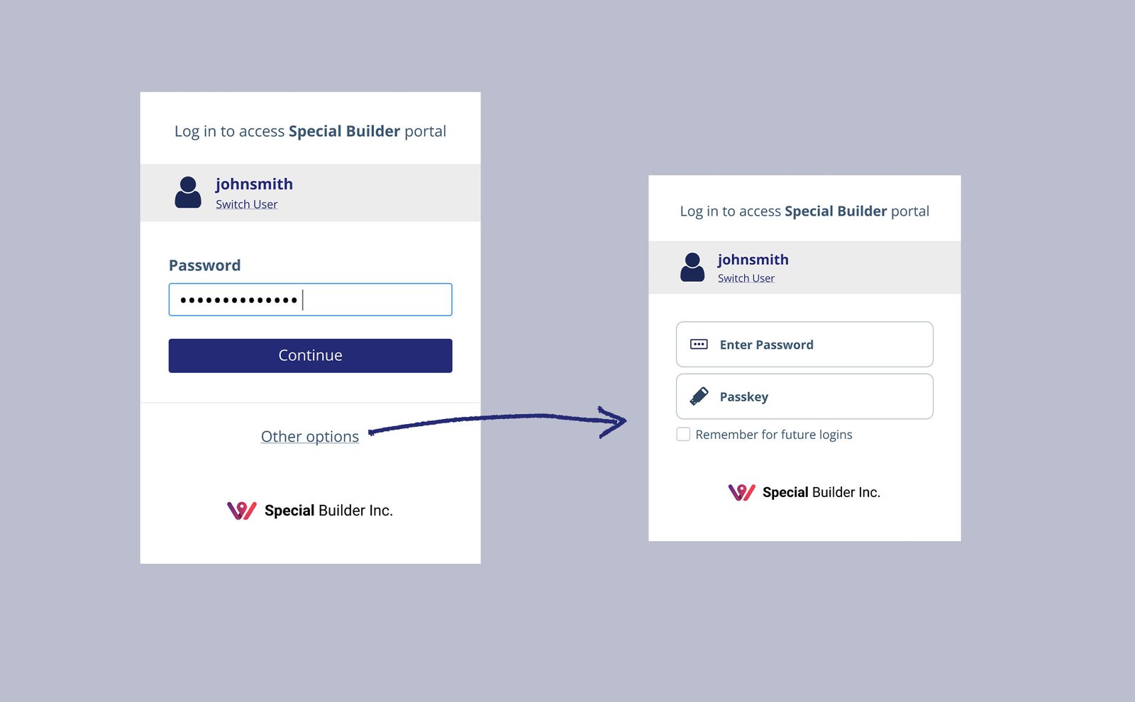Final UI of the end-user login screen